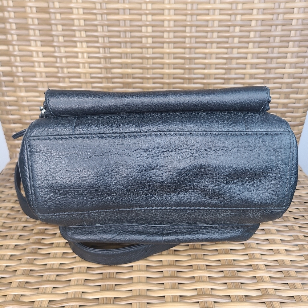 Fossil Black Leather Crossbody Shoulder Purse Bag Adjustable Strap - Picture 7 of 16